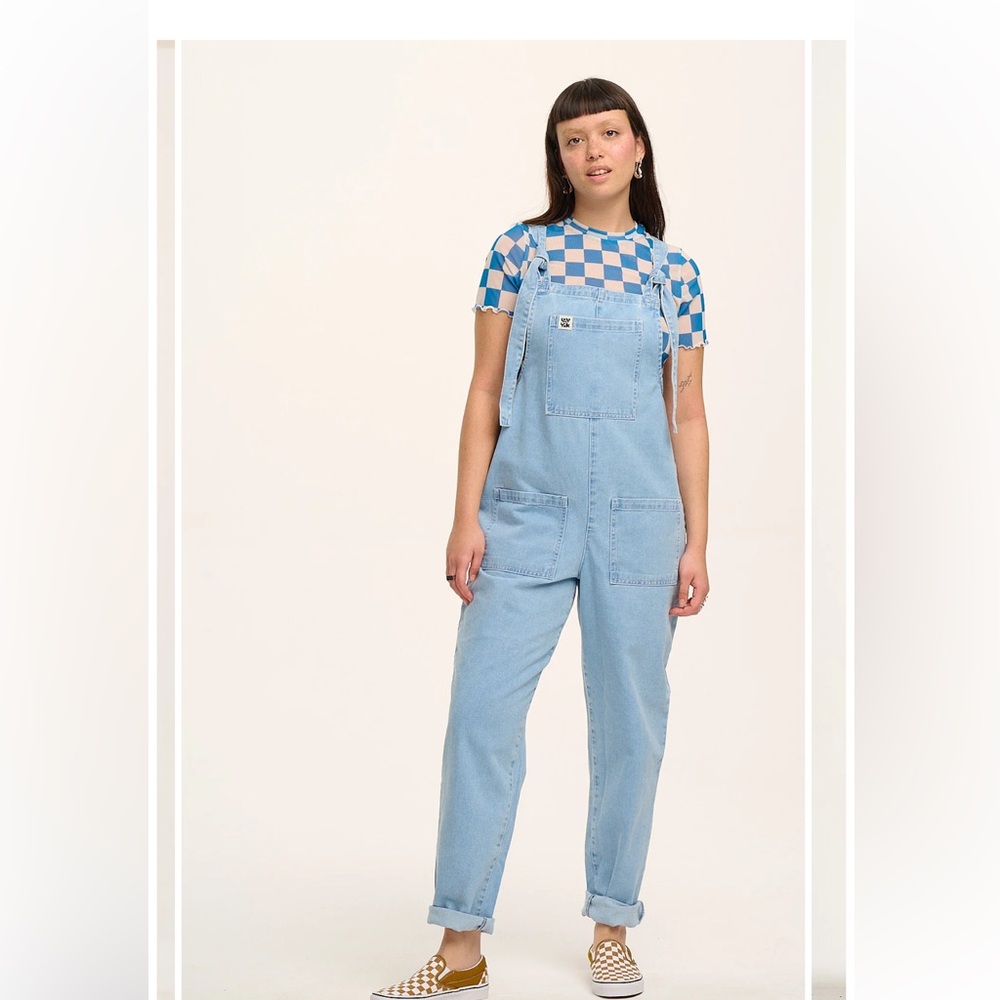 Lucy & Yak Organic Denim Light Wash Dungarees Sz UK 22